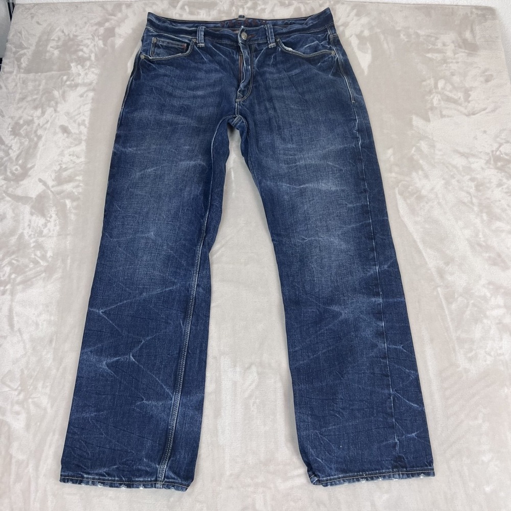 Y2K Decree Jeans‎ Mens 36x32 Blue Denim Whisker Relaxed Straight Grunge Skater